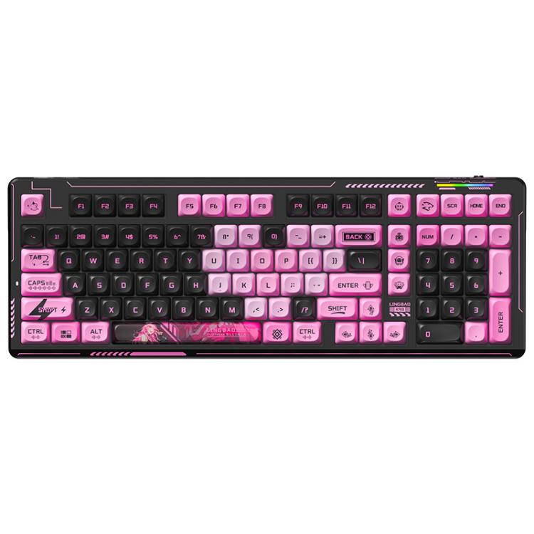 Teclado inalámbrico para juegos LINGBAO K98 de 101 teclas con triple modo, Black Pink-Flower Field Axis, Black Red-Red Rabbit Axis, White-Glazed Tile Axis, Blackberry Powder-Red Rabbit Axis Pro, Blackberry Powder-Glazed Tile Axis                       ...