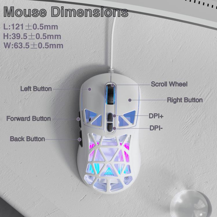 Ratón para juegos con cable SOLAKAKA SM901 Hollow RGB Light, SM901