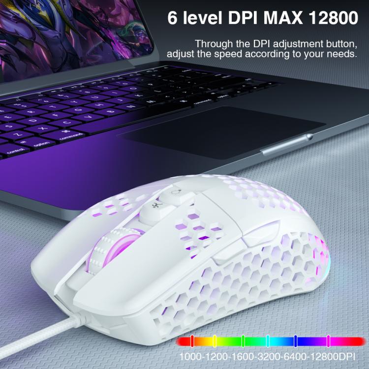 Ratón para juegos con cable SOLAKAKA SM900 con iluminación RGB hueca tipo panal., SM900