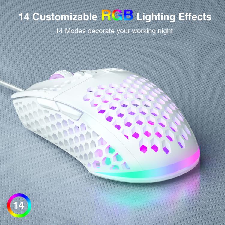 Ratón para juegos con cable SOLAKAKA SM900 con iluminación RGB hueca tipo panal., SM900