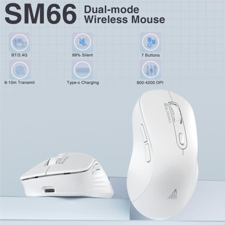 Ratón inalámbrico SOLAKAKA SM66 de 4200 DPI, 2,4 GHz + Bluetooth, modo dual., SM66