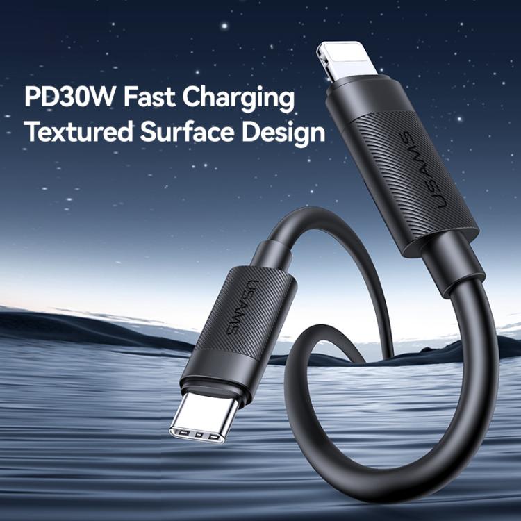 Cable de datos de carga rápida USAMS SJ781 U94 USB-C / Tipo-C a 8 pines PD30W, 1m