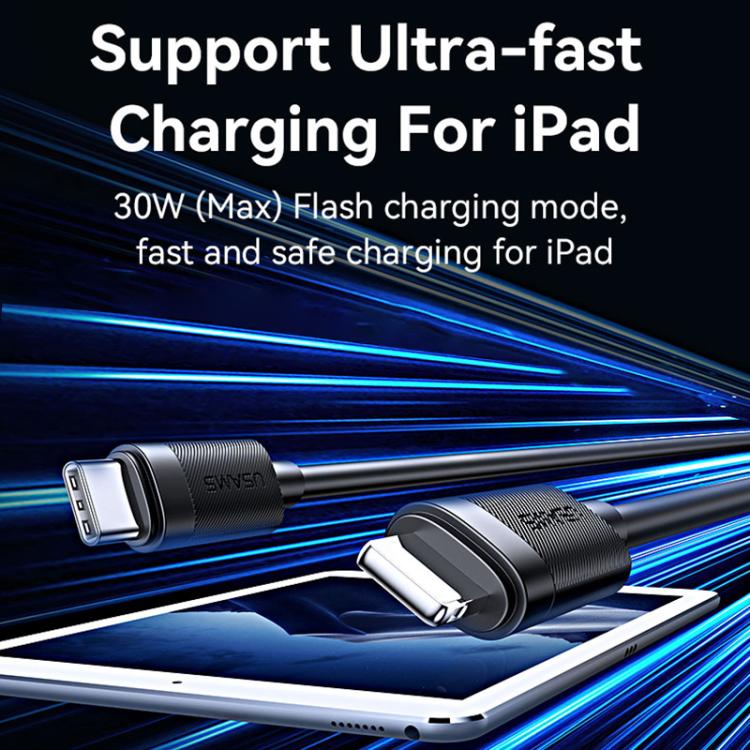 Cable de datos de carga rápida USAMS SJ781 U94 USB-C / Tipo-C a 8 pines PD30W, 1m