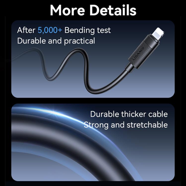 Cable de datos de carga rápida USAMS SJ781 U94 USB-C / Tipo-C a 8 pines PD30W, 1m