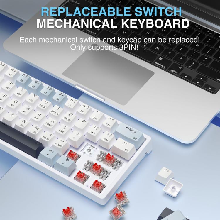 Teclado mecánico inalámbrico SOLAKAKA SK961 RGB de tres modos y 61 teclas, Red Axis