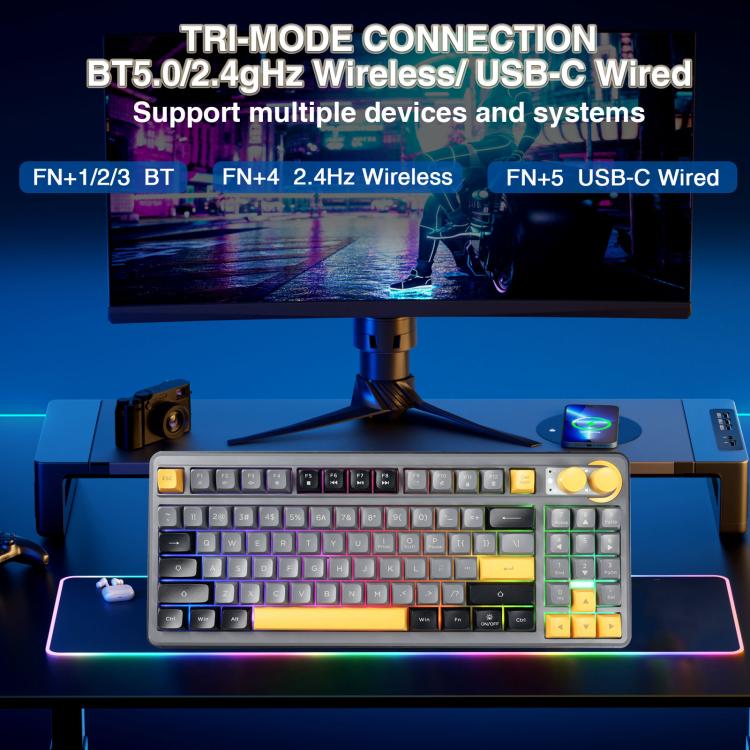 Teclado inalámbrico de silicona SOLAKAKA SK90 Tri-mode de 90 teclas