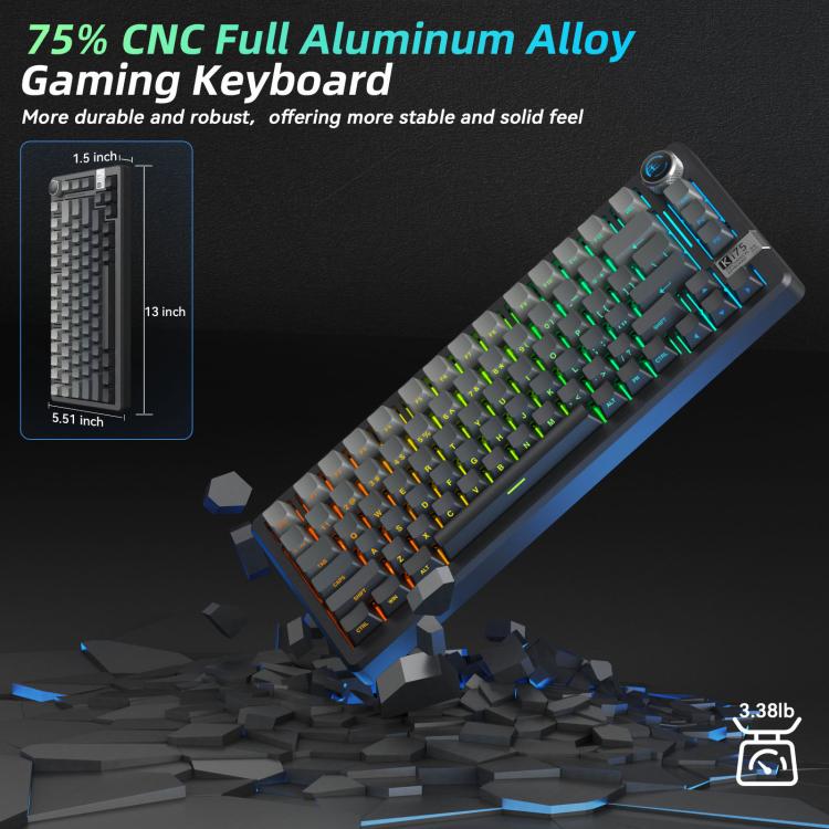 Teclado mecánico inalámbrico SOLAKAKA Ki75 con tres modos RGB y leyenda lateral, Seiya Switch
