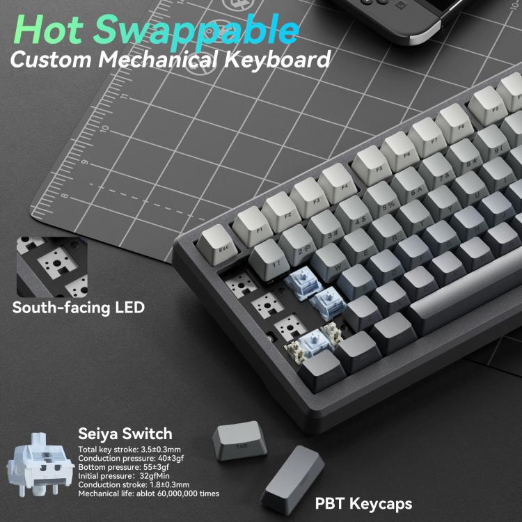 Teclado mecánico inalámbrico SOLAKAKA Ki75 con tres modos RGB y leyenda lateral, Seiya Switch