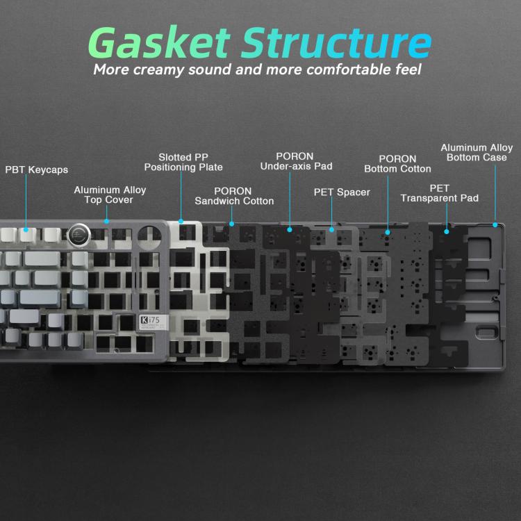 Teclado mecánico inalámbrico SOLAKAKA Ki75 con tres modos RGB y leyenda lateral, Seiya Switch