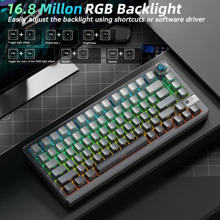 Teclado mecánico inalámbrico SOLAKAKA Ki75 con tres modos RGB y leyenda lateral, Seiya Switch