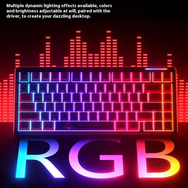 Teclado mecánico inalámbrico LINGBAO K75 de 82 teclas con triple modo, Blue White-Hanada Axis, Blue White-Smoky Purple Axis, Black Red White-Red Rabbit Axis PRO, Black Red-Blue Feather Axis