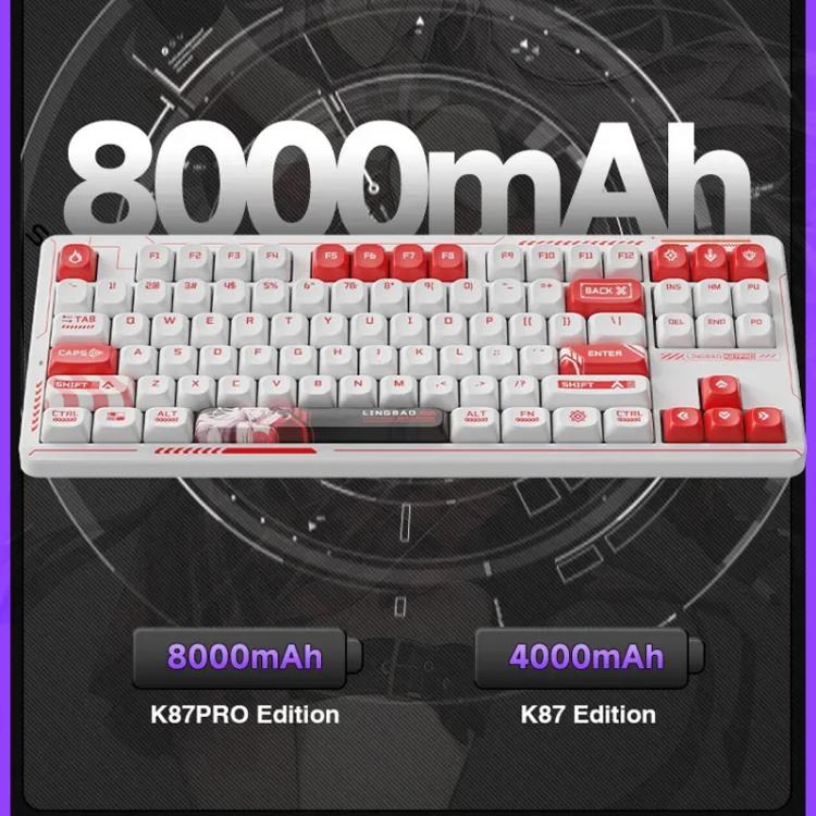 Teclado mecánico para juegos LINGBAO K87 Pro Tri-Mode Hot Swap, Elinia-Hanada Axis, Wu Kong-Hanada Axis, Lucinel-Hanada Axis, Serafina-Hanada Axis