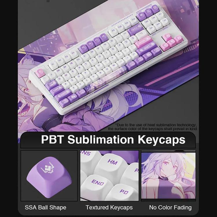 Teclado mecánico para juegos LINGBAO K87 Pro Tri-Mode Hot Swap, Elinia-Hanada Axis, Wu Kong-Hanada Axis, Lucinel-Hanada Axis, Serafina-Hanada Axis