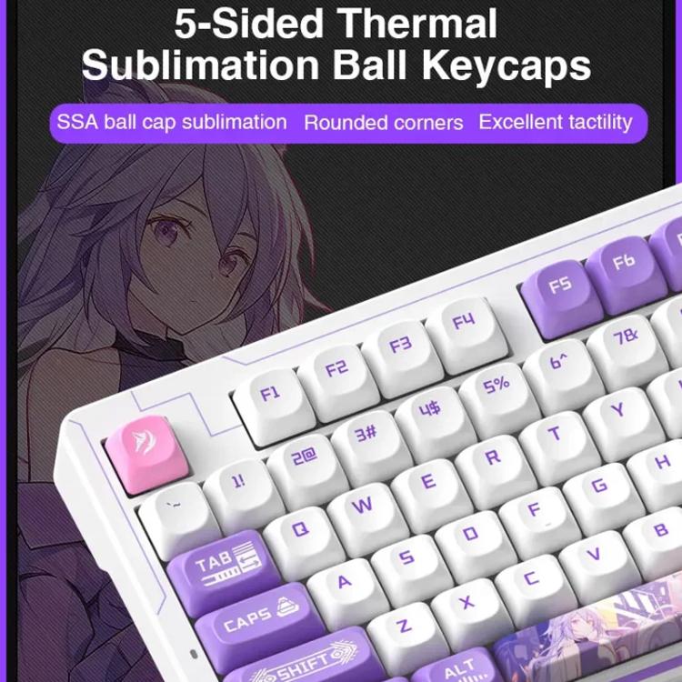 Teclado mecánico para juegos LINGBAO K87 Pro Tri-Mode Hot Swap, Elinia-Hanada Axis, Wu Kong-Hanada Axis, Lucinel-Hanada Axis, Serafina-Hanada Axis