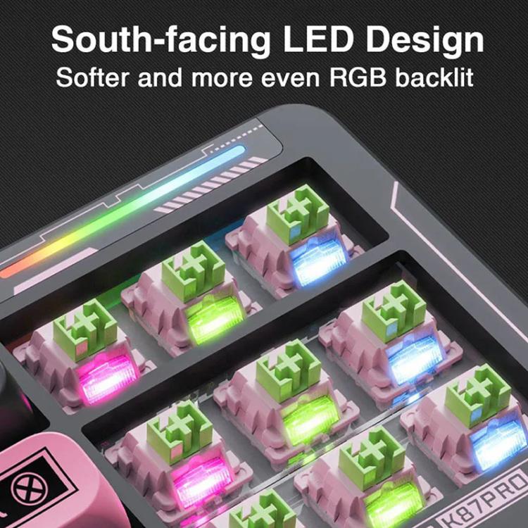 Teclado mecánico para juegos LINGBAO K87 Pro Tri-Mode Hot Swap, Elinia-Hanada Axis, Wu Kong-Hanada Axis, Lucinel-Hanada Axis, Serafina-Hanada Axis