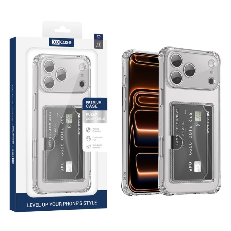 Funda para teléfono XDcase de TPU transparente con ranura para tarjeta y orificio de precisión., For iPhone 17 Pro Max, For iPhone 17 Pro, For iPhone 17, For iPhone Air