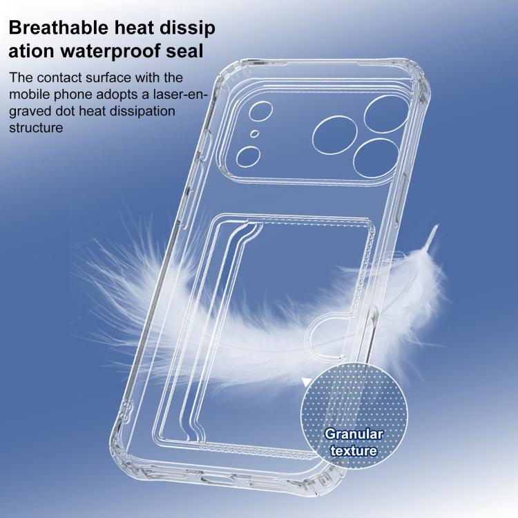 Funda para teléfono XDcase de TPU transparente con ranura para tarjeta y orificio de precisión., For iPhone 17 Pro Max, For iPhone 17 Pro, For iPhone 17, For iPhone Air