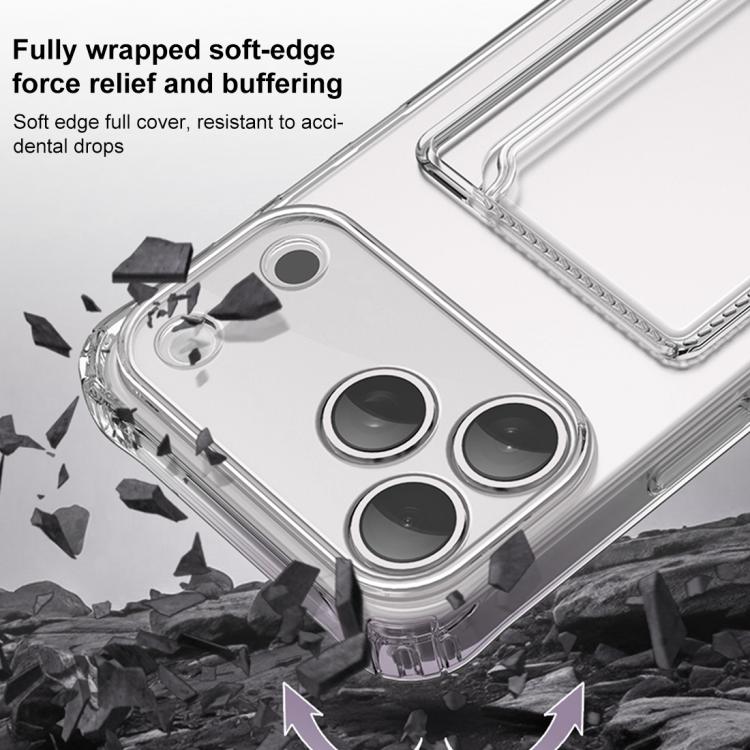 Funda para teléfono XDcase de TPU transparente con ranura para tarjeta y orificio de precisión., For iPhone 17 Pro Max, For iPhone 17 Pro, For iPhone 17, For iPhone Air