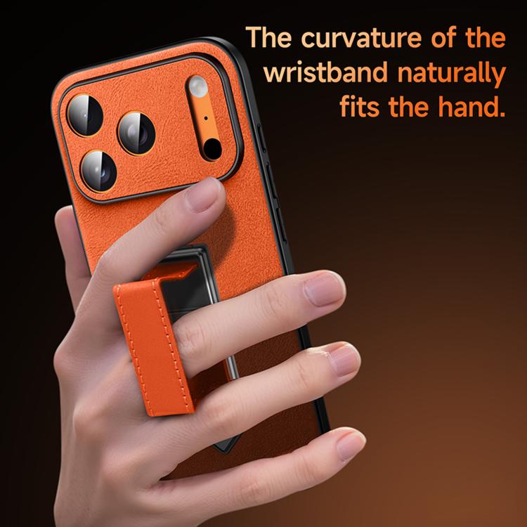 Funda para teléfono de piel sintética con soporte metálico oculto y pulsera SULADA, For iPhone 17 Pro Max, For iPhone 17 Pro, For iPhone 17, For iPhone 16 Pro Max, For iPhone 16 Pro, For iPhone 16