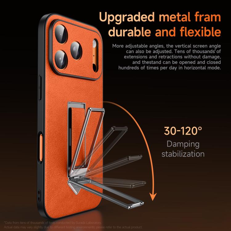 Funda para teléfono de piel sintética con soporte metálico oculto y pulsera SULADA, For iPhone 17 Pro Max, For iPhone 17 Pro, For iPhone 17, For iPhone 16 Pro Max, For iPhone 16 Pro, For iPhone 16