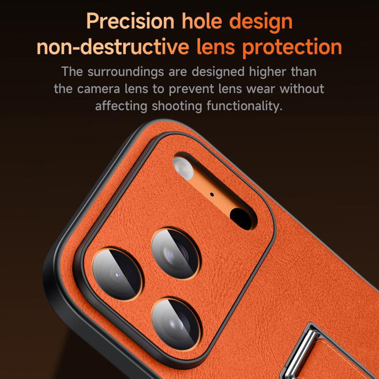 Funda para teléfono de piel sintética con soporte metálico oculto y pulsera SULADA, For iPhone 17 Pro Max, For iPhone 17 Pro, For iPhone 17, For iPhone 16 Pro Max, For iPhone 16 Pro, For iPhone 16