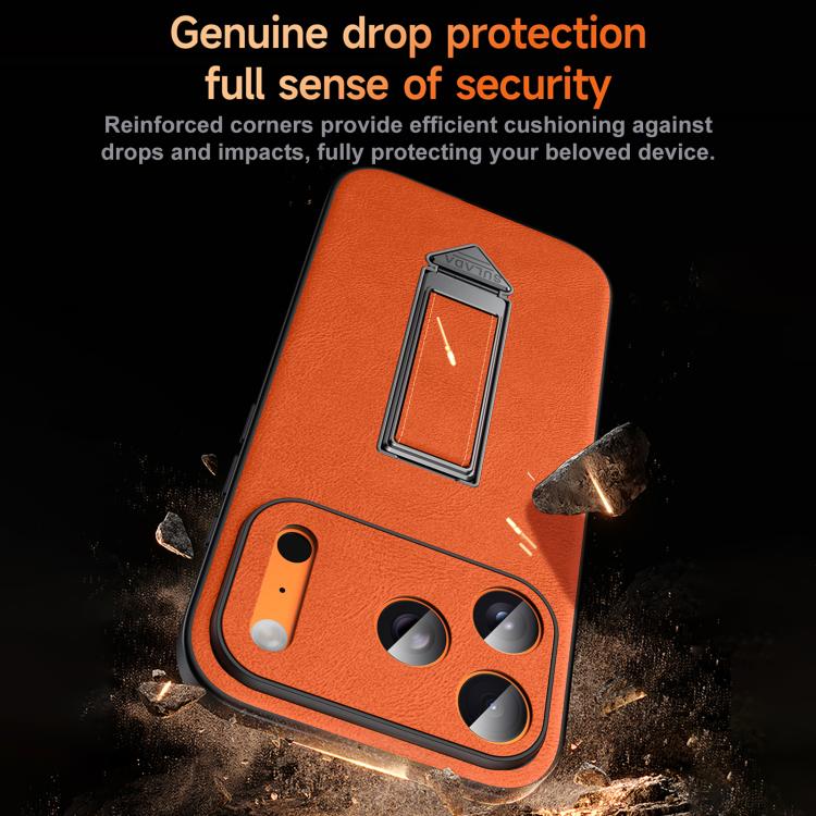 Funda para teléfono de piel sintética con soporte metálico oculto y pulsera SULADA, For iPhone 17 Pro Max, For iPhone 17 Pro, For iPhone 17, For iPhone 16 Pro Max, For iPhone 16 Pro, For iPhone 16