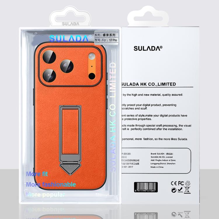 Funda para teléfono de piel sintética con soporte metálico oculto y pulsera SULADA, For iPhone 17 Pro Max, For iPhone 17 Pro, For iPhone 17, For iPhone 16 Pro Max, For iPhone 16 Pro, For iPhone 16