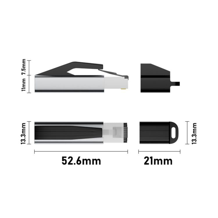 Adaptador RJ45 a USB-C/Tipo-C de 1000 Mbps con tapa para llavero