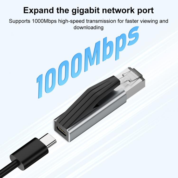 Adaptador RJ45 a USB-C/Tipo-C de 1000 Mbps con tapa para llavero