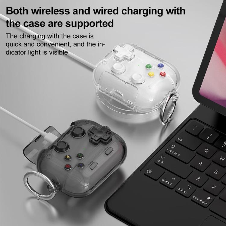 Estuche transparente para auriculares XDcase con diseño de consola de videojuegos retro, soporte y botón antiestrés., For AirPods Pro 3, For AirPods 4, For AirPods Pro 2 / 1