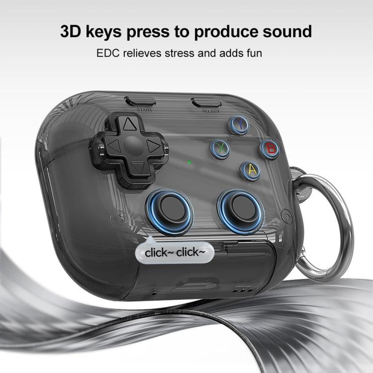 Estuche transparente para auriculares XDcase con diseño de consola de videojuegos retro, soporte y botón antiestrés., For AirPods Pro 3, For AirPods 4, For AirPods Pro 2 / 1