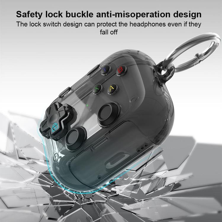 Estuche transparente para auriculares XDcase con diseño de consola de videojuegos retro, soporte y botón antiestrés., For AirPods Pro 3, For AirPods 4, For AirPods Pro 2 / 1