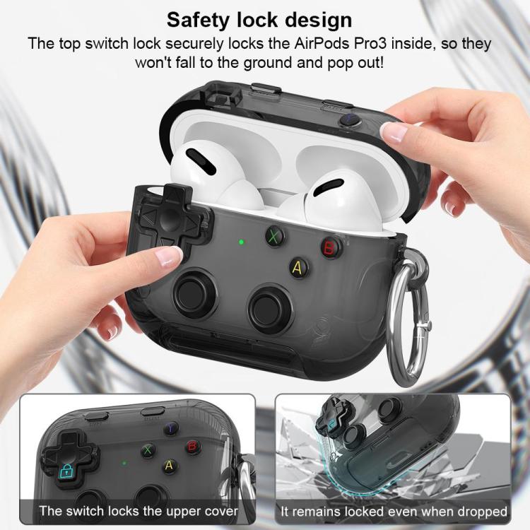 Estuche transparente para auriculares XDcase con diseño de consola de videojuegos retro, soporte y botón antiestrés., For AirPods Pro 3, For AirPods 4, For AirPods Pro 2 / 1