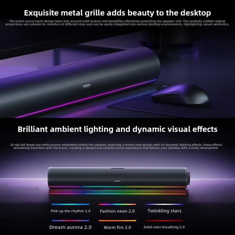 Barra de sonido estéreo de escritorio Xiaomi Redmi 2 Pro con luz RGB, original.