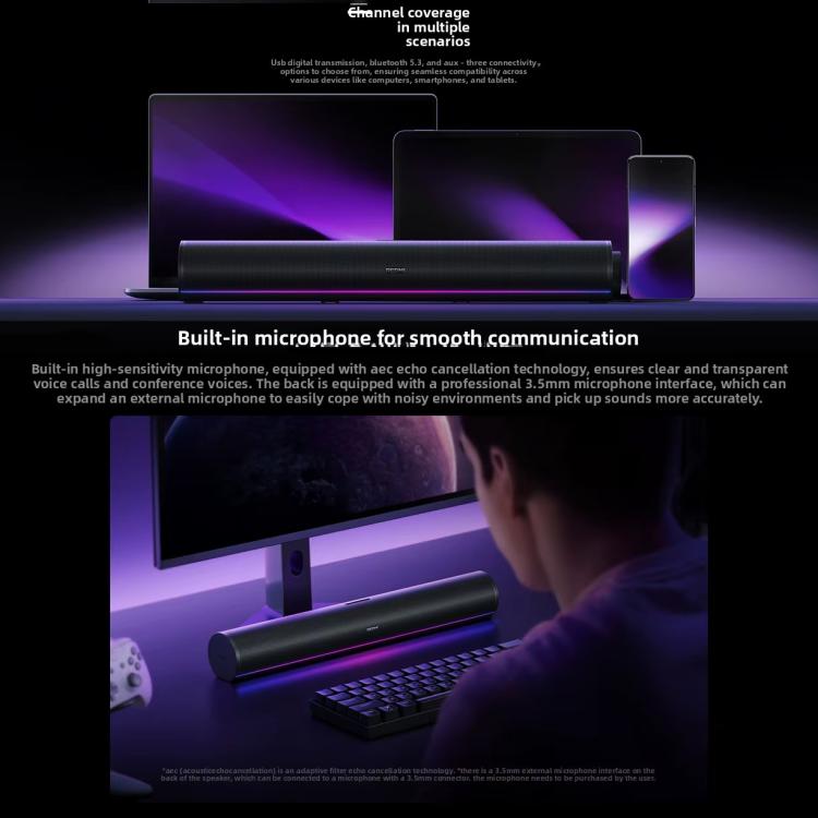 Barra de sonido estéreo de escritorio Xiaomi Redmi 2 Pro con luz RGB, original.