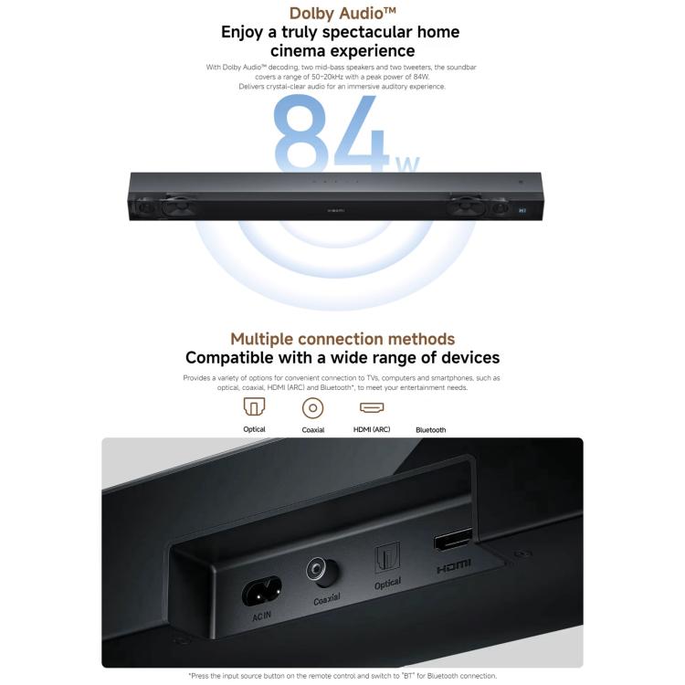 Barra de sonido Xiaomi 2.0 original para TV y PC con soporte NFC., US Plug