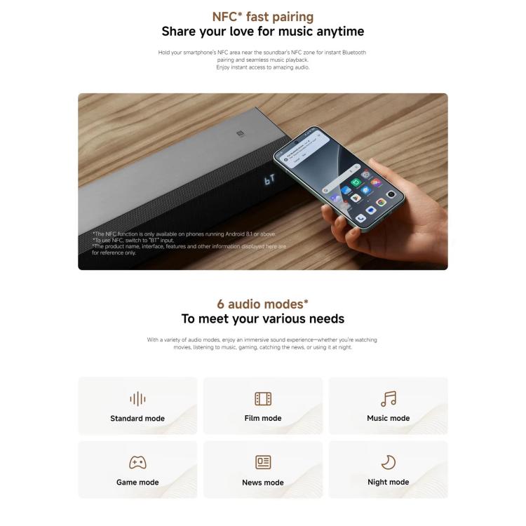 Barra de sonido Xiaomi 2.0 original para TV y PC con soporte NFC., US Plug