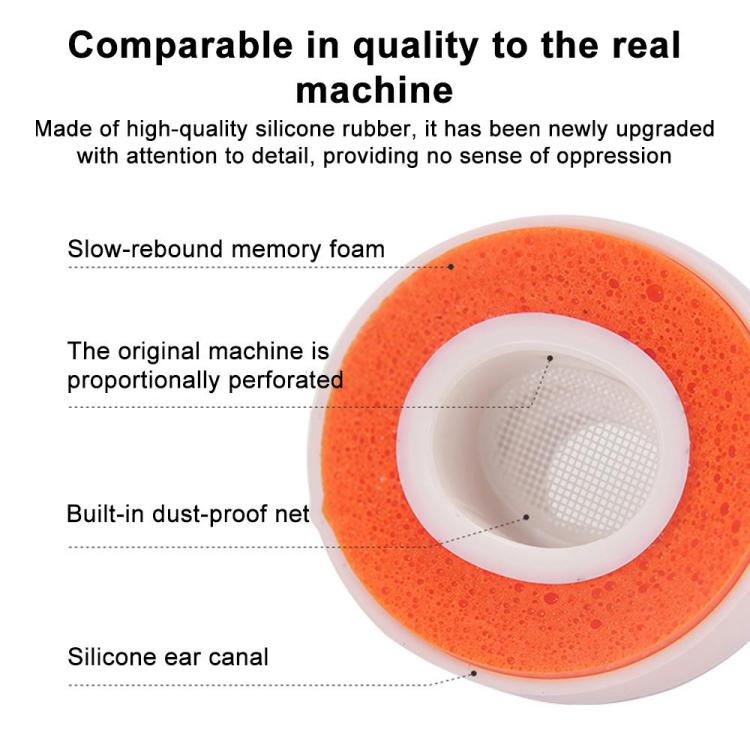 XDcase 4 pares de almohadillas de silicona de repuesto para auriculares, tamaños XS/S/M/L, 4 Pairs XS/S/M/L Size(White Orange)