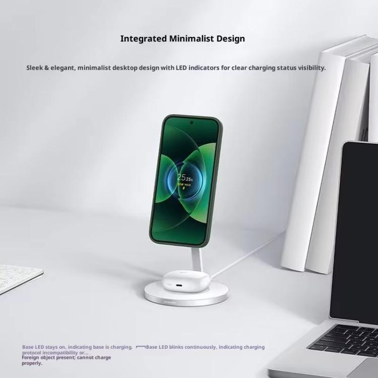 Cargador inalámbrico magnético 2 en 1 original Xiaomi de 30 W para teléfonos móviles y auriculares.