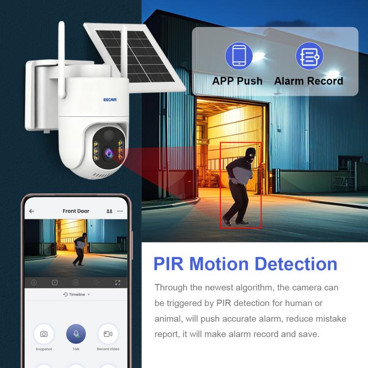 Sistema de cámara de seguridad inalámbrica ESCAM QFS71 4G 3MP IP66 con panel solar, European Version, American Version