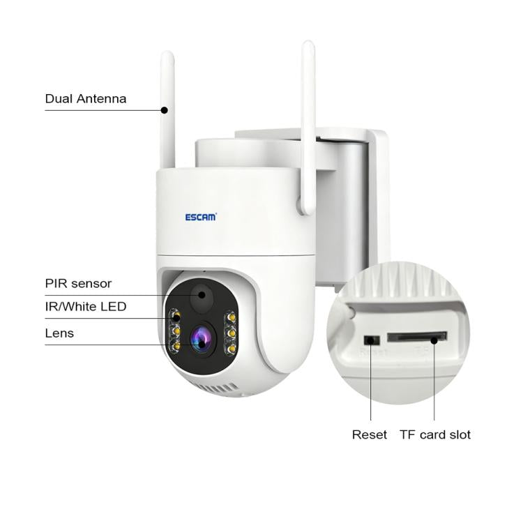 Sistema de cámara de seguridad inalámbrica ESCAM QFS71 4G 3MP IP66 con panel solar, European Version, American Version