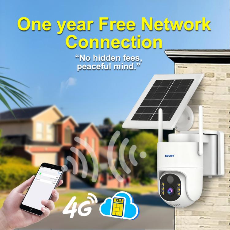 Sistema de cámara de seguridad inalámbrica ESCAM QFS71 4G 3MP IP66 con panel solar, European Version, American Version