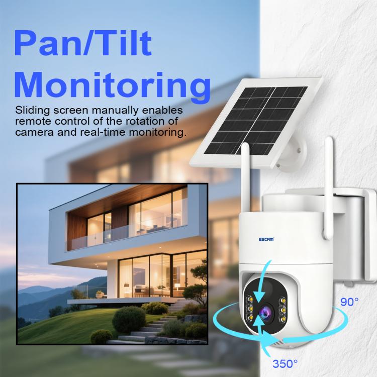 Sistema de cámara de seguridad inalámbrica ESCAM QFS71 4G 3MP IP66 con panel solar, European Version, American Version