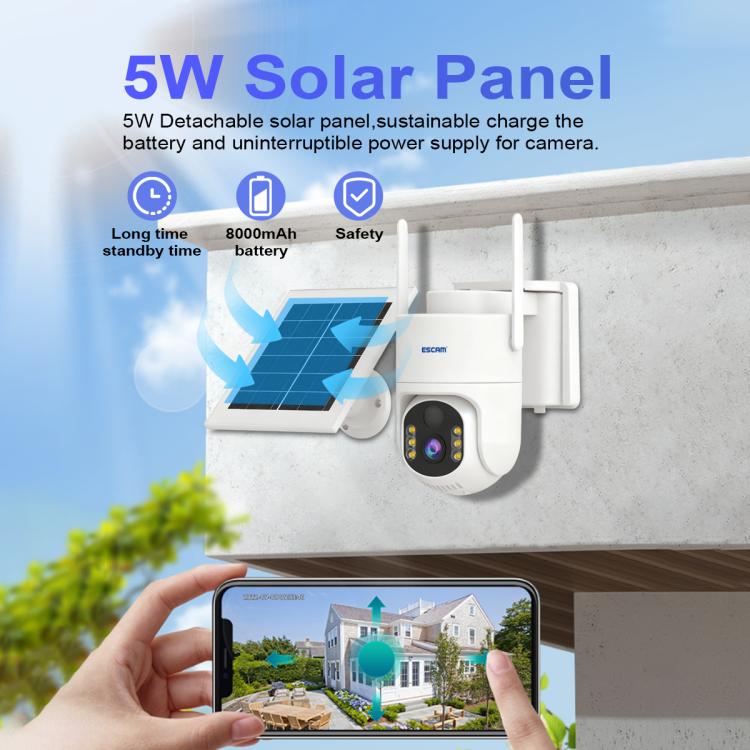 Sistema de cámara de seguridad inalámbrica ESCAM QFS71 4G 3MP IP66 con panel solar, European Version, American Version