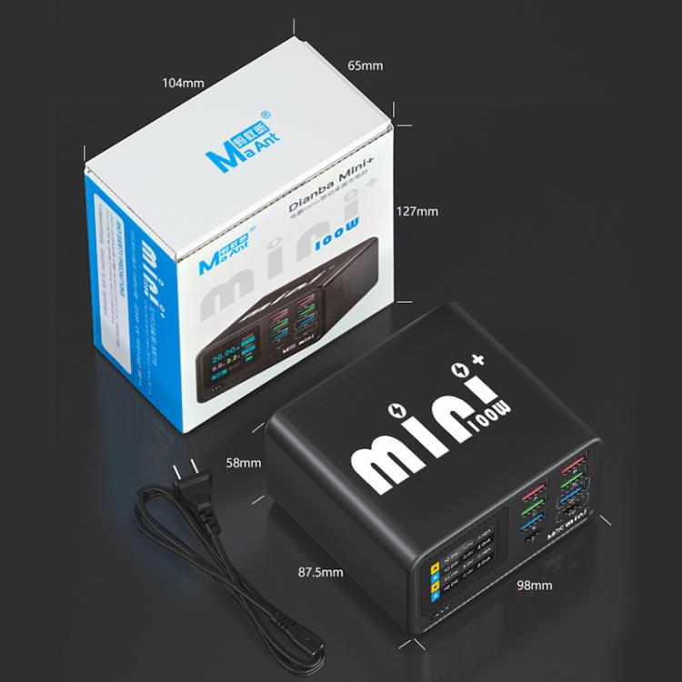 Cargador multifunción MaAnt Dianba Mini de 75 W con 8 puertos y soporte para carga rápida PD., MaAnt Dianba Mini EU Plug