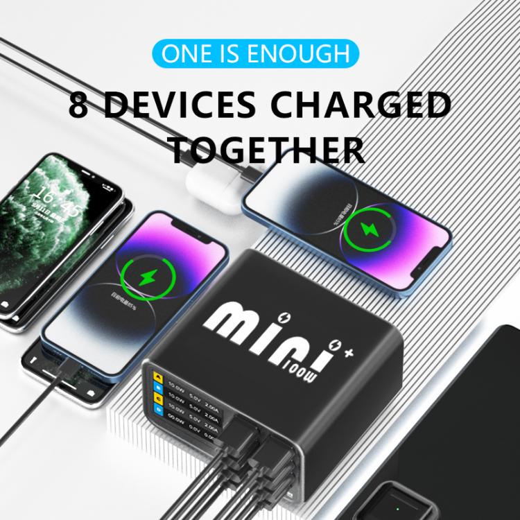 Cargador multifunción MaAnt Dianba Mini de 75 W con 8 puertos y soporte para carga rápida PD., MaAnt Dianba Mini EU Plug