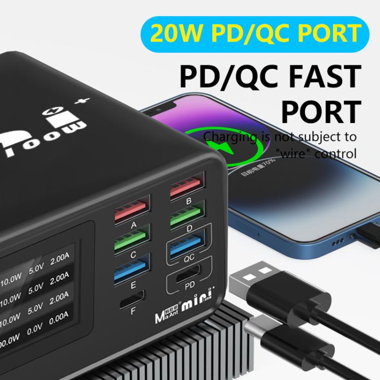 Cargador multifunción MaAnt Dianba Mini de 75 W con 8 puertos y soporte para carga rápida PD., MaAnt Dianba Mini EU Plug