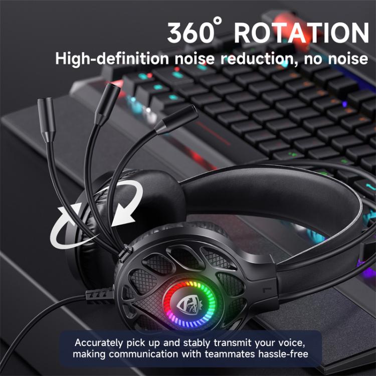 Auriculares para juegos SoulBytes S200 con cable USB de 3,5 mm, LED y micrófono., S200