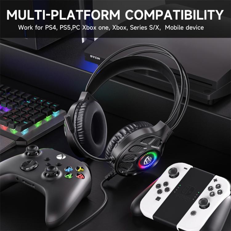Auriculares para juegos SoulBytes S200 con cable USB de 3,5 mm, LED y micrófono., S200