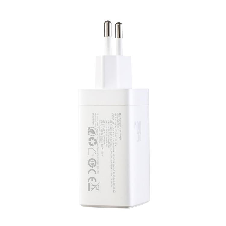 Cargador JOYROOM JR-TG10 de 65 W con doble puerto USB tipo C y 3 puertos, con cable USB tipo C a tipo C., EU Plug, UK Plug